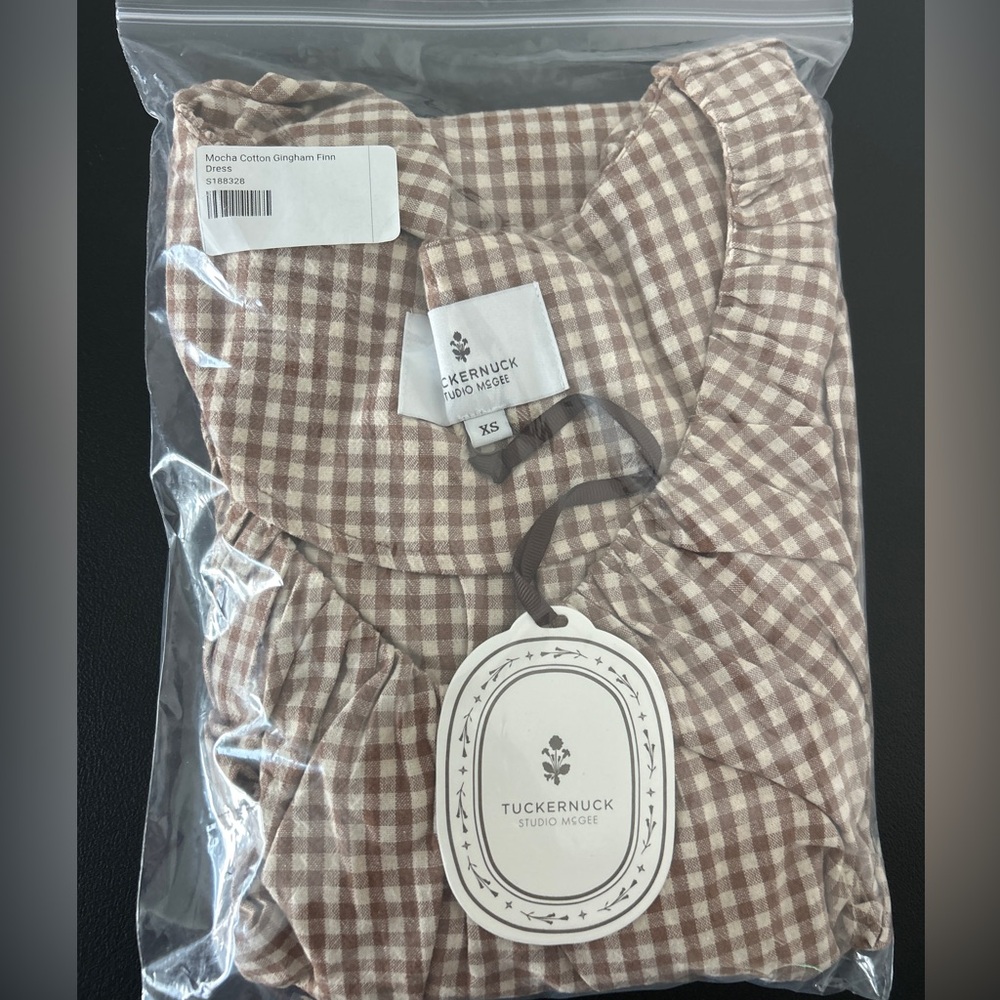 Tuckernuck X Studio McGee Mocha Cotton Finn Gingham Dress NWT size XS - Picture 6 of 6